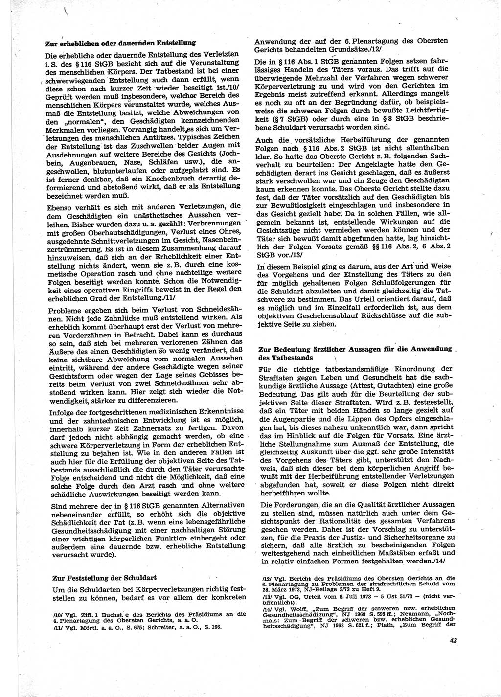 Neue Justiz (NJ), Zeitschrift für Recht und Rechtswissenschaft [Deutsche Demokratische Republik (DDR)], 28. Jahrgang 1974, Seite 43 (NJ DDR 1974, S. 43)