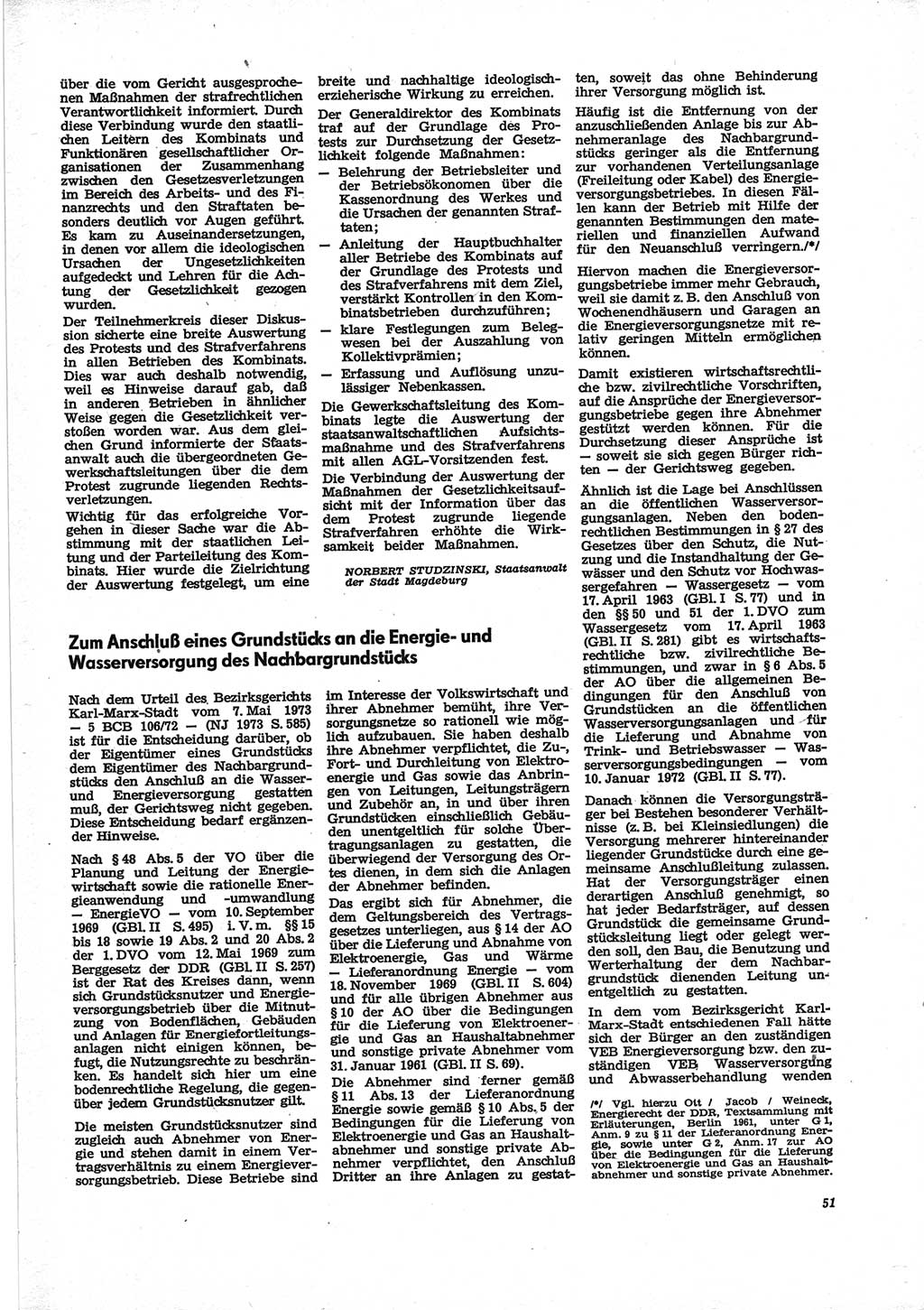 Neue Justiz (NJ), Zeitschrift für Recht und Rechtswissenschaft [Deutsche Demokratische Republik (DDR)], 28. Jahrgang 1974, Seite 51 (NJ DDR 1974, S. 51)