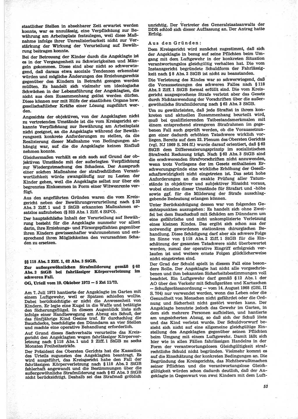 Neue Justiz (NJ), Zeitschrift für Recht und Rechtswissenschaft [Deutsche Demokratische Republik (DDR)], 28. Jahrgang 1974, Seite 53 (NJ DDR 1974, S. 53)