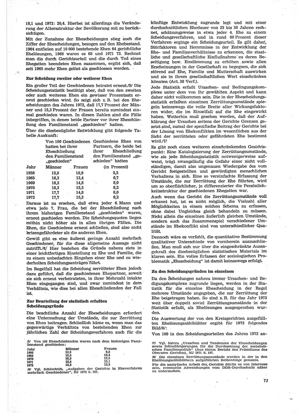 Neue Justiz (NJ), Zeitschrift für Recht und Rechtswissenschaft [Deutsche Demokratische Republik (DDR)], 28. Jahrgang 1974, Seite 73 (NJ DDR 1974, S. 73)