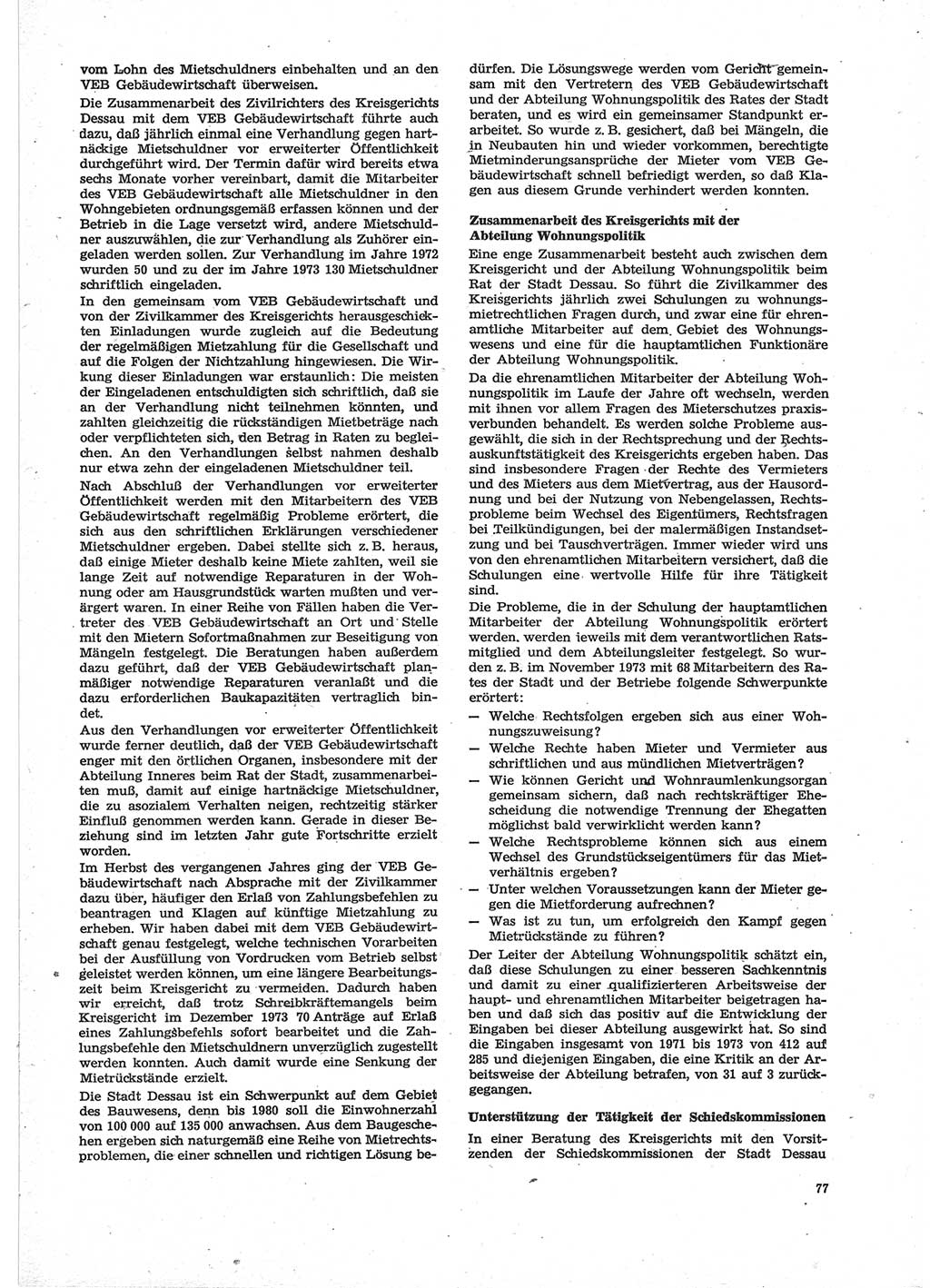 Neue Justiz (NJ), Zeitschrift für Recht und Rechtswissenschaft [Deutsche Demokratische Republik (DDR)], 28. Jahrgang 1974, Seite 77 (NJ DDR 1974, S. 77)