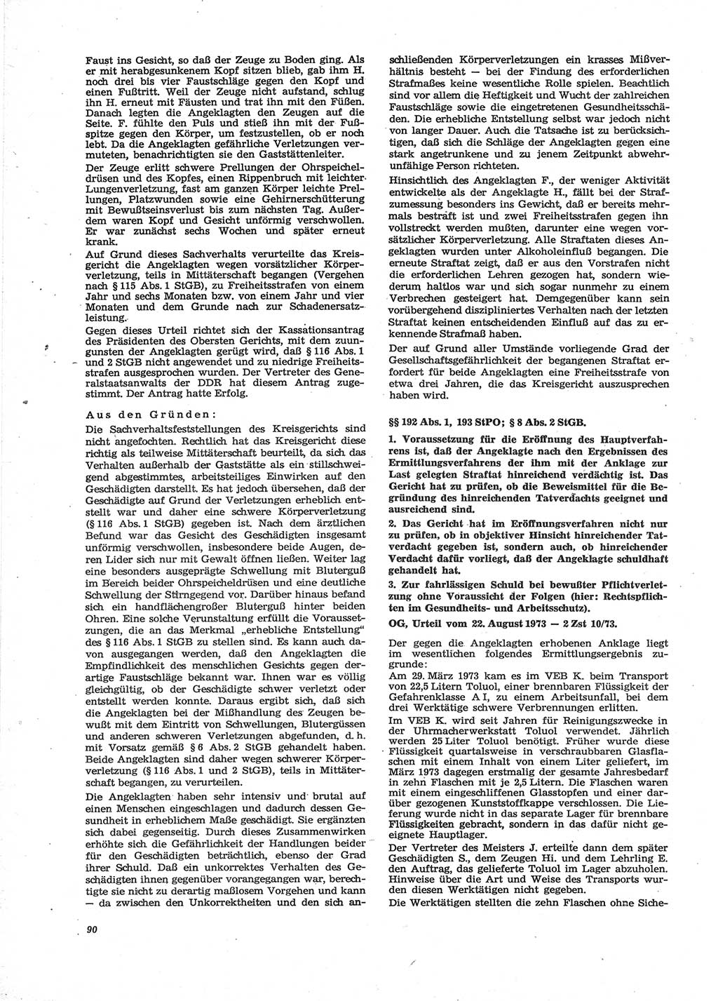 Neue Justiz (NJ), Zeitschrift für Recht und Rechtswissenschaft [Deutsche Demokratische Republik (DDR)], 28. Jahrgang 1974, Seite 90 (NJ DDR 1974, S. 90)