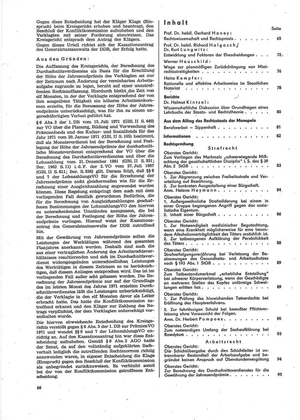 Neue Justiz (NJ), Zeitschrift für Recht und Rechtswissenschaft [Deutsche Demokratische Republik (DDR)], 28. Jahrgang 1974, Seite 96 (NJ DDR 1974, S. 96)