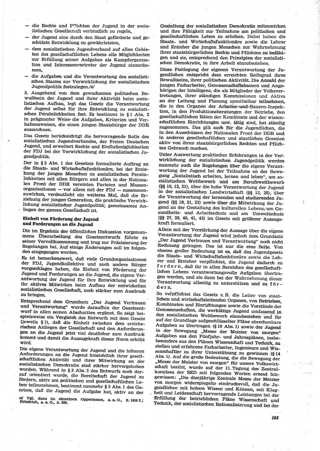 Neue Justiz (NJ), Zeitschrift für Recht und Rechtswissenschaft [Deutsche Demokratische Republik (DDR)], 28. Jahrgang 1974, Seite 103 (NJ DDR 1974, S. 103)