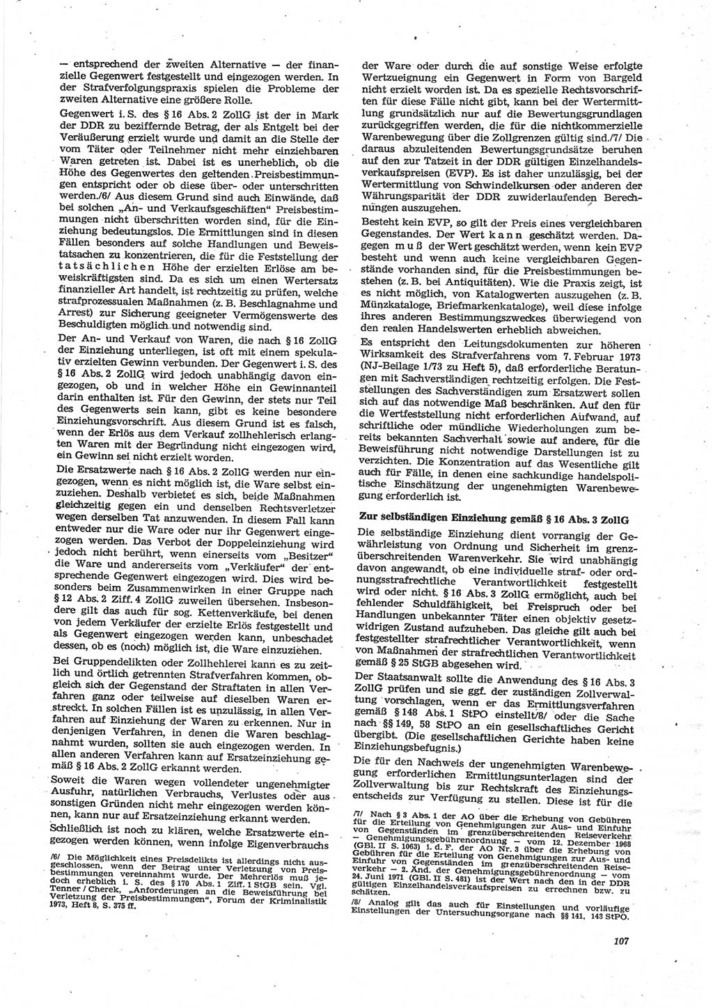Neue Justiz (NJ), Zeitschrift für Recht und Rechtswissenschaft [Deutsche Demokratische Republik (DDR)], 28. Jahrgang 1974, Seite 107 (NJ DDR 1974, S. 107)