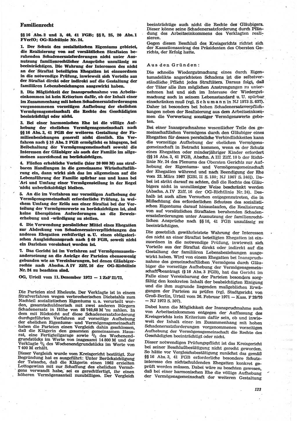 Neue Justiz (NJ), Zeitschrift für Recht und Rechtswissenschaft [Deutsche Demokratische Republik (DDR)], 28. Jahrgang 1974, Seite 123 (NJ DDR 1974, S. 123)