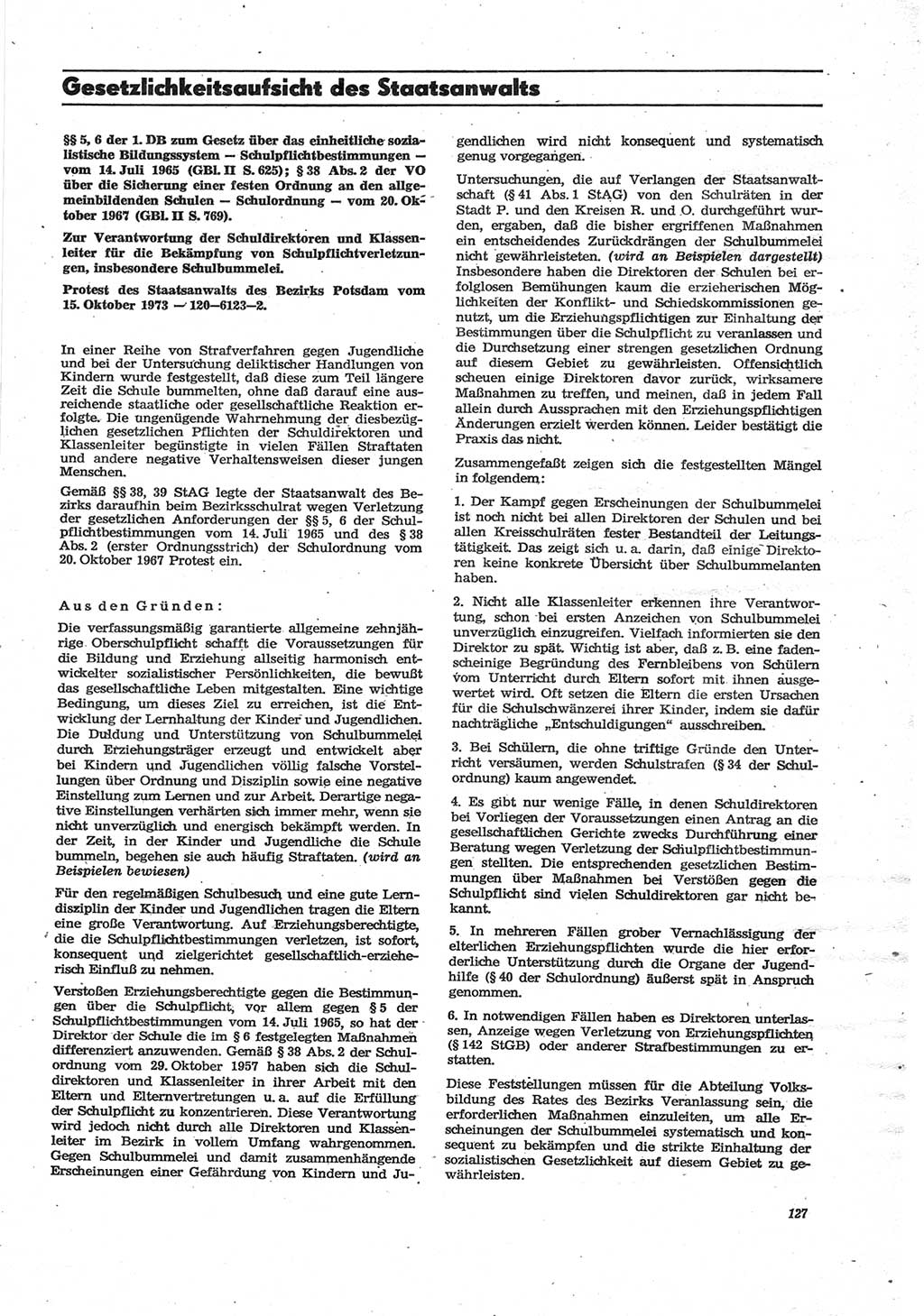 Neue Justiz (NJ), Zeitschrift für Recht und Rechtswissenschaft [Deutsche Demokratische Republik (DDR)], 28. Jahrgang 1974, Seite 127 (NJ DDR 1974, S. 127)