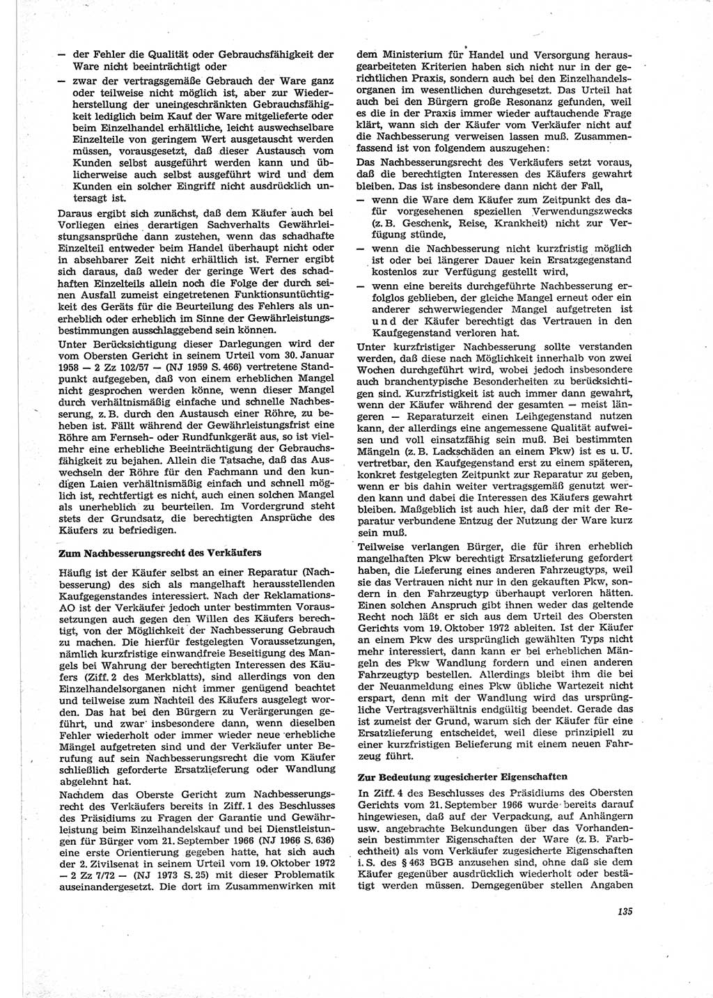 Neue Justiz (NJ), Zeitschrift für Recht und Rechtswissenschaft [Deutsche Demokratische Republik (DDR)], 28. Jahrgang 1974, Seite 135 (NJ DDR 1974, S. 135)