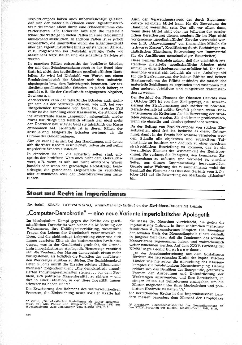 Neue Justiz (NJ), Zeitschrift für Recht und Rechtswissenschaft [Deutsche Demokratische Republik (DDR)], 28. Jahrgang 1974, Seite 140 (NJ DDR 1974, S. 140)