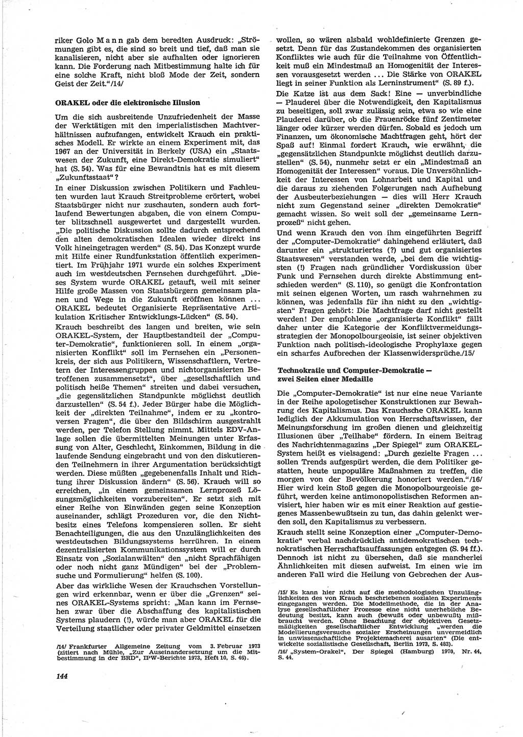 Neue Justiz (NJ), Zeitschrift für Recht und Rechtswissenschaft [Deutsche Demokratische Republik (DDR)], 28. Jahrgang 1974, Seite 144 (NJ DDR 1974, S. 144)