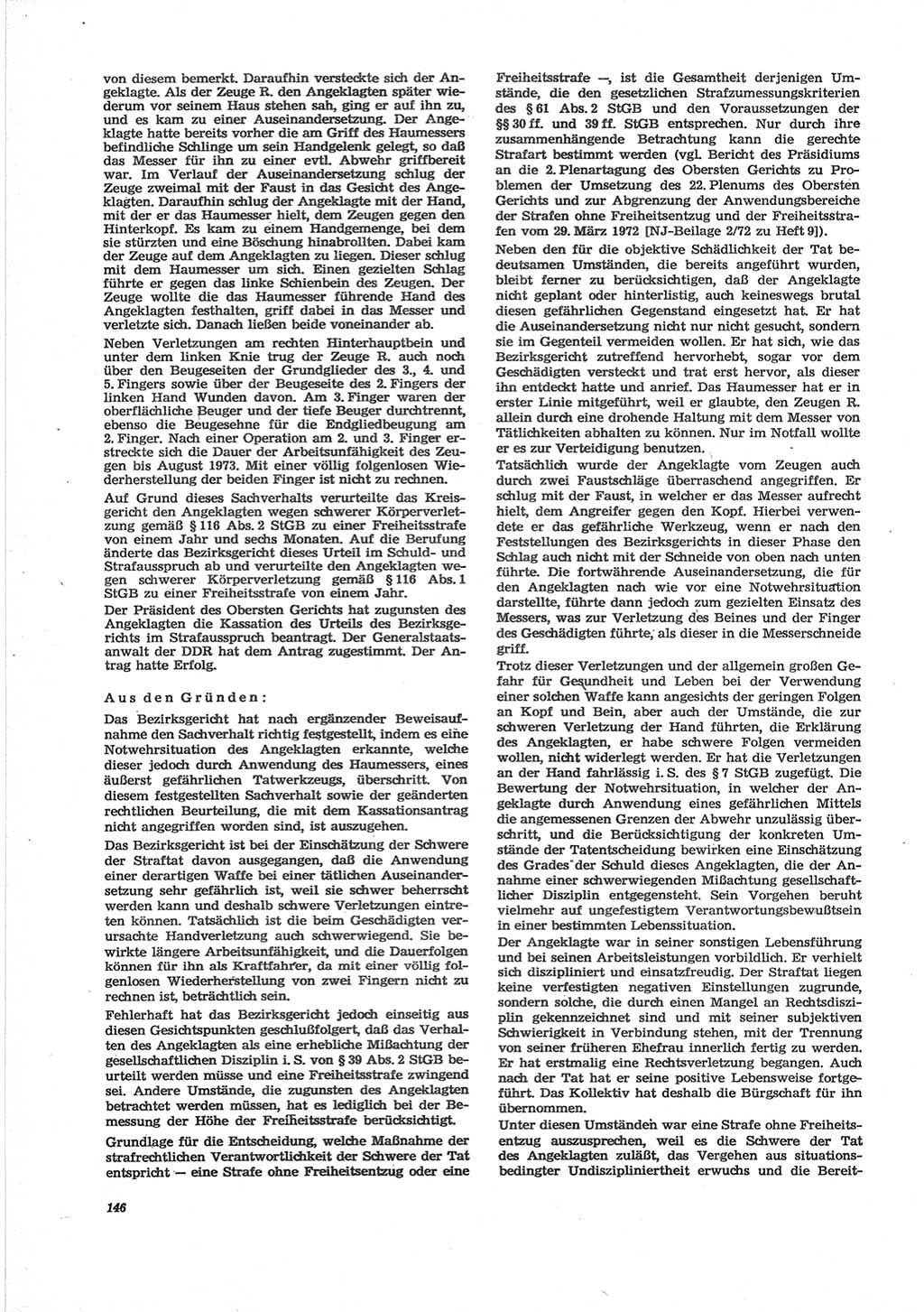 Neue Justiz (NJ), Zeitschrift für Recht und Rechtswissenschaft [Deutsche Demokratische Republik (DDR)], 28. Jahrgang 1974, Seite 146 (NJ DDR 1974, S. 146)