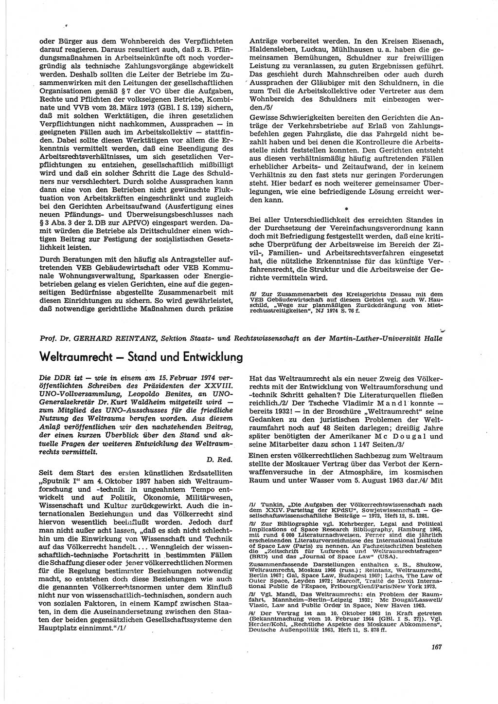 Neue Justiz (NJ), Zeitschrift für Recht und Rechtswissenschaft [Deutsche Demokratische Republik (DDR)], 28. Jahrgang 1974, Seite 167 (NJ DDR 1974, S. 167)