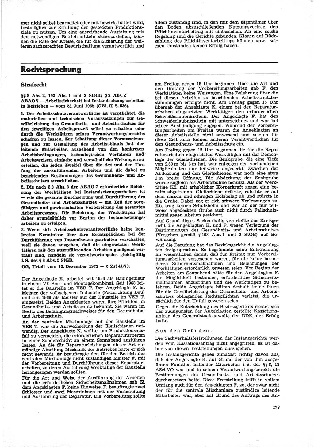 Neue Justiz (NJ), Zeitschrift für Recht und Rechtswissenschaft [Deutsche Demokratische Republik (DDR)], 28. Jahrgang 1974, Seite 179 (NJ DDR 1974, S. 179)