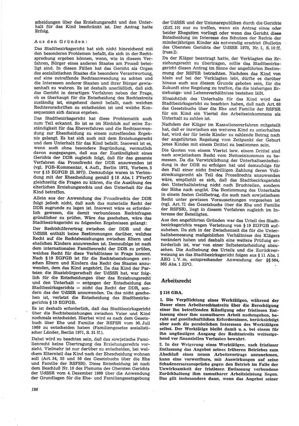 Neue Justiz (NJ), Zeitschrift für Recht und Rechtswissenschaft [Deutsche Demokratische Republik (DDR)], 28. Jahrgang 1974, Seite 186 (NJ DDR 1974, S. 186)