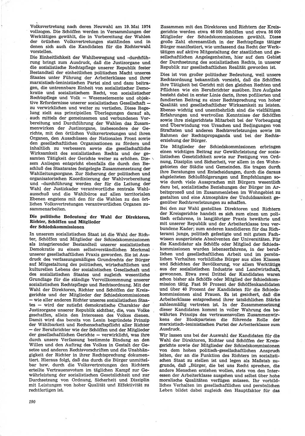 Neue Justiz (NJ), Zeitschrift für Recht und Rechtswissenschaft [Deutsche Demokratische Republik (DDR)], 28. Jahrgang 1974, Seite 190 (NJ DDR 1974, S. 190)