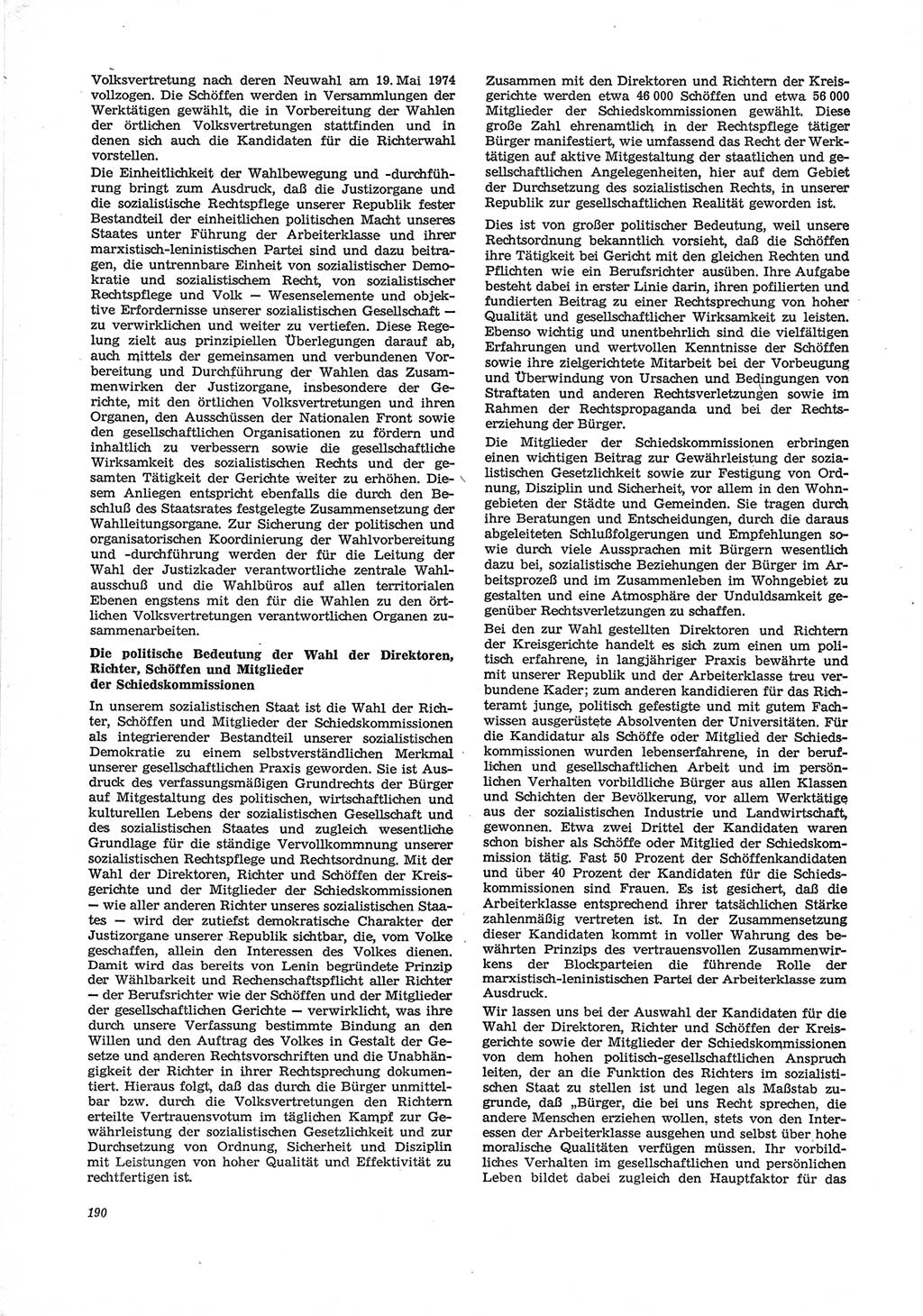 Neue Justiz (NJ), Zeitschrift für Recht und Rechtswissenschaft [Deutsche Demokratische Republik (DDR)], 28. Jahrgang 1974, Seite 190 (NJ DDR 1974, S. 190)