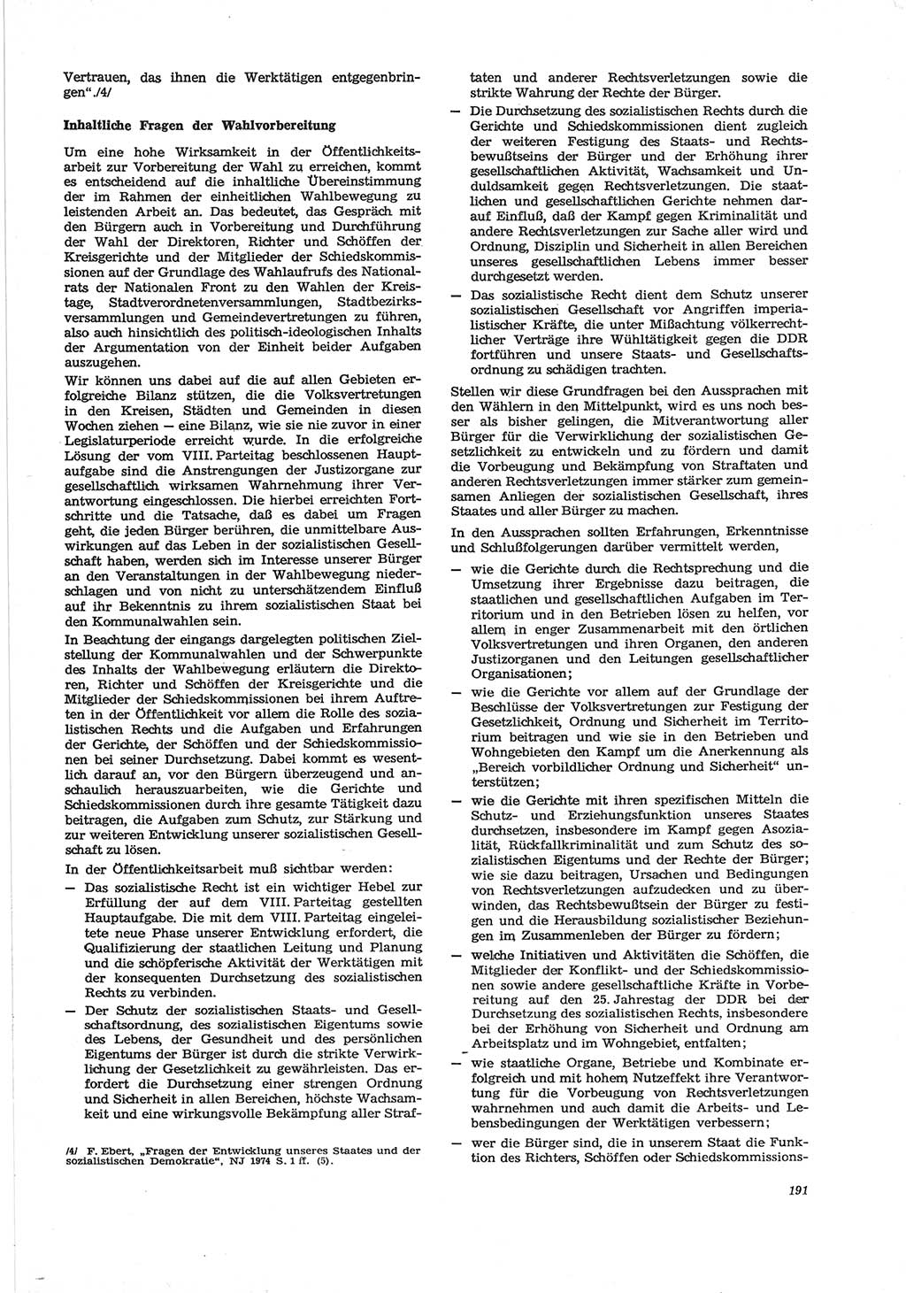 Neue Justiz (NJ), Zeitschrift für Recht und Rechtswissenschaft [Deutsche Demokratische Republik (DDR)], 28. Jahrgang 1974, Seite 191 (NJ DDR 1974, S. 191)