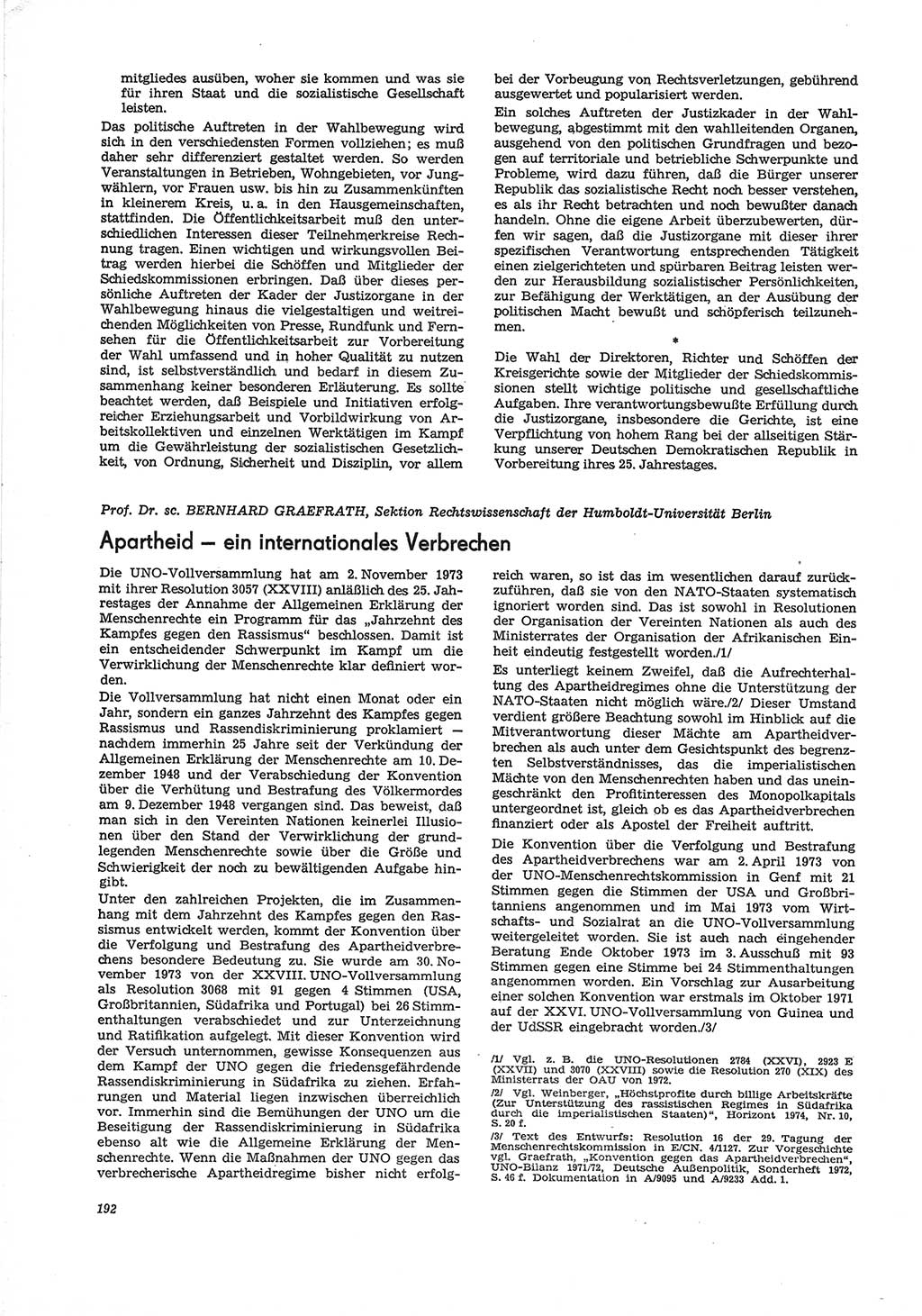 Neue Justiz (NJ), Zeitschrift für Recht und Rechtswissenschaft [Deutsche Demokratische Republik (DDR)], 28. Jahrgang 1974, Seite 192 (NJ DDR 1974, S. 192)