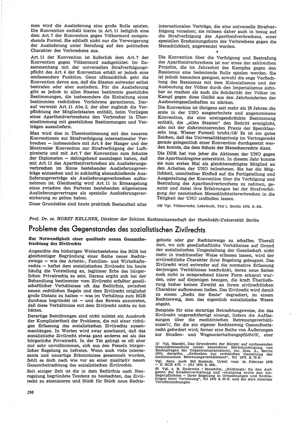 Neue Justiz (NJ), Zeitschrift für Recht und Rechtswissenschaft [Deutsche Demokratische Republik (DDR)], 28. Jahrgang 1974, Seite 196 (NJ DDR 1974, S. 196)