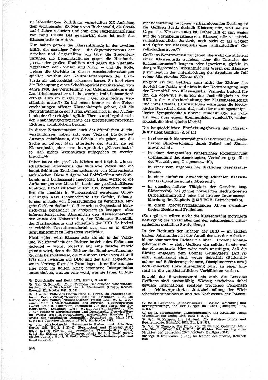 Neue Justiz (NJ), Zeitschrift für Recht und Rechtswissenschaft [Deutsche Demokratische Republik (DDR)], 28. Jahrgang 1974, Seite 208 (NJ DDR 1974, S. 208)