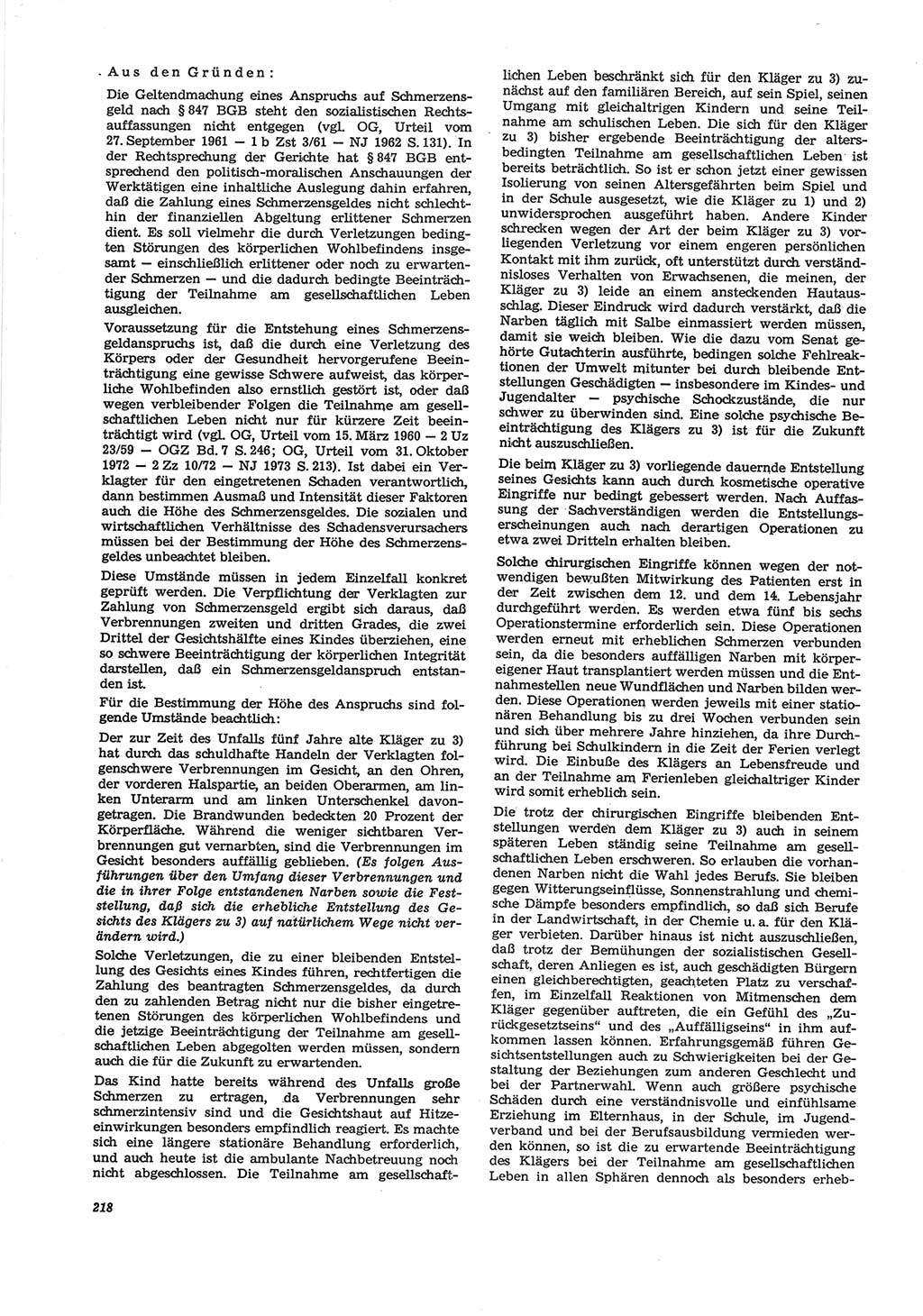 Neue Justiz (NJ), Zeitschrift für Recht und Rechtswissenschaft [Deutsche Demokratische Republik (DDR)], 28. Jahrgang 1974, Seite 218 (NJ DDR 1974, S. 218)