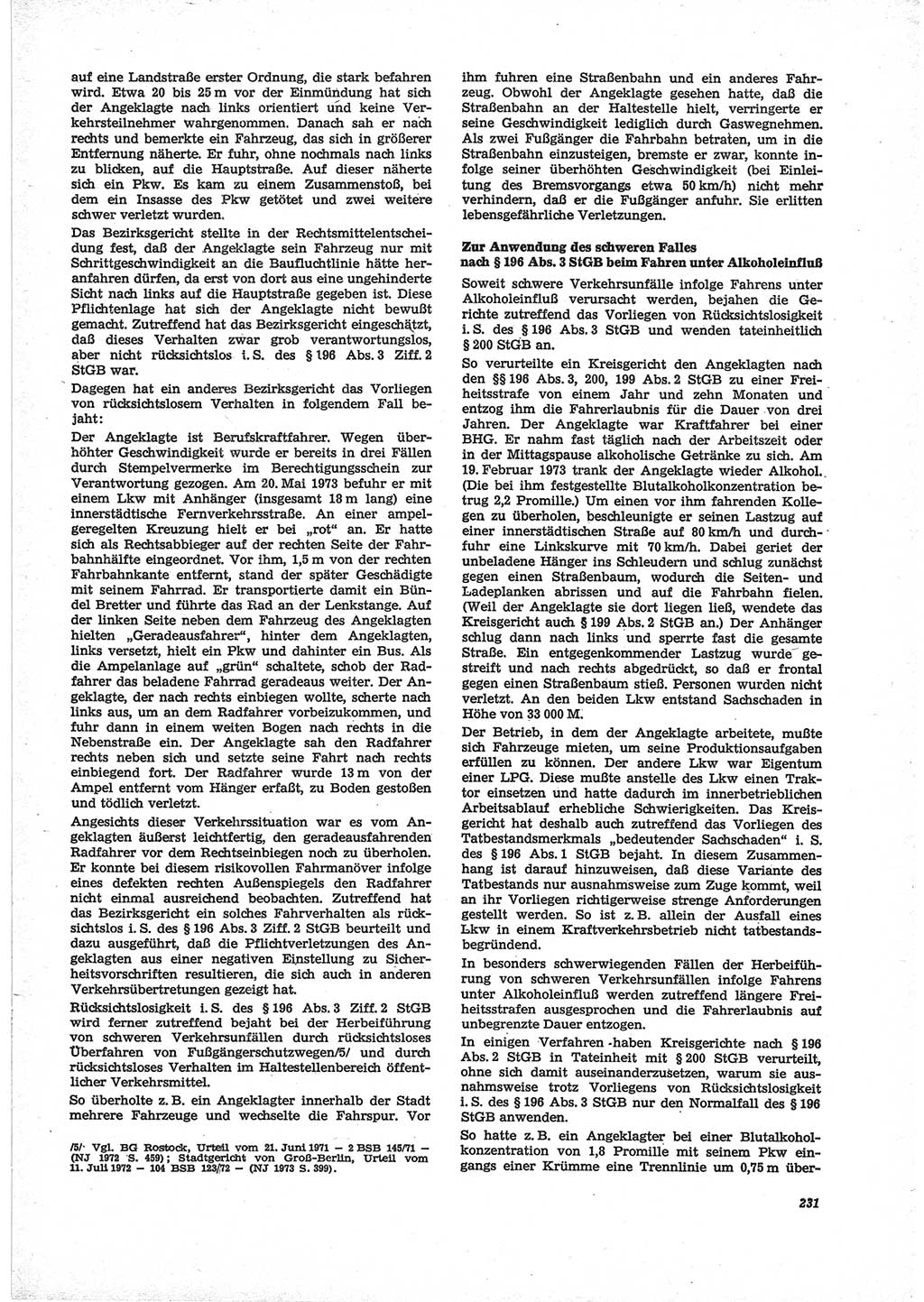 Neue Justiz (NJ), Zeitschrift für Recht und Rechtswissenschaft [Deutsche Demokratische Republik (DDR)], 28. Jahrgang 1974, Seite 231 (NJ DDR 1974, S. 231)