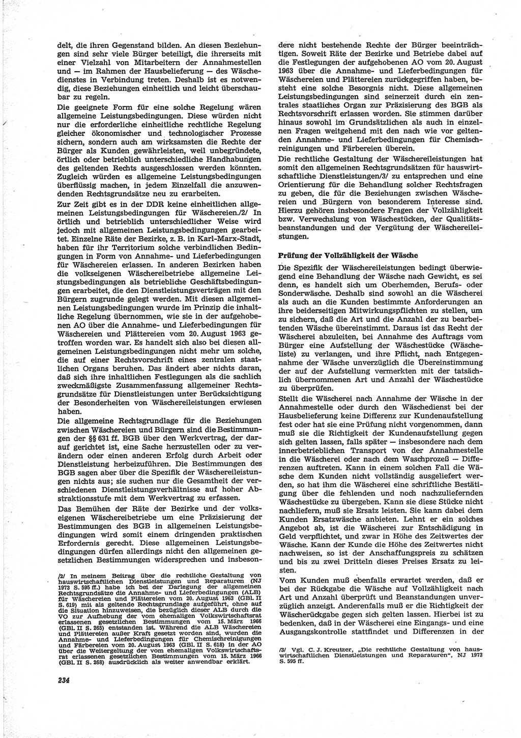 Neue Justiz (NJ), Zeitschrift für Recht und Rechtswissenschaft [Deutsche Demokratische Republik (DDR)], 28. Jahrgang 1974, Seite 234 (NJ DDR 1974, S. 234)