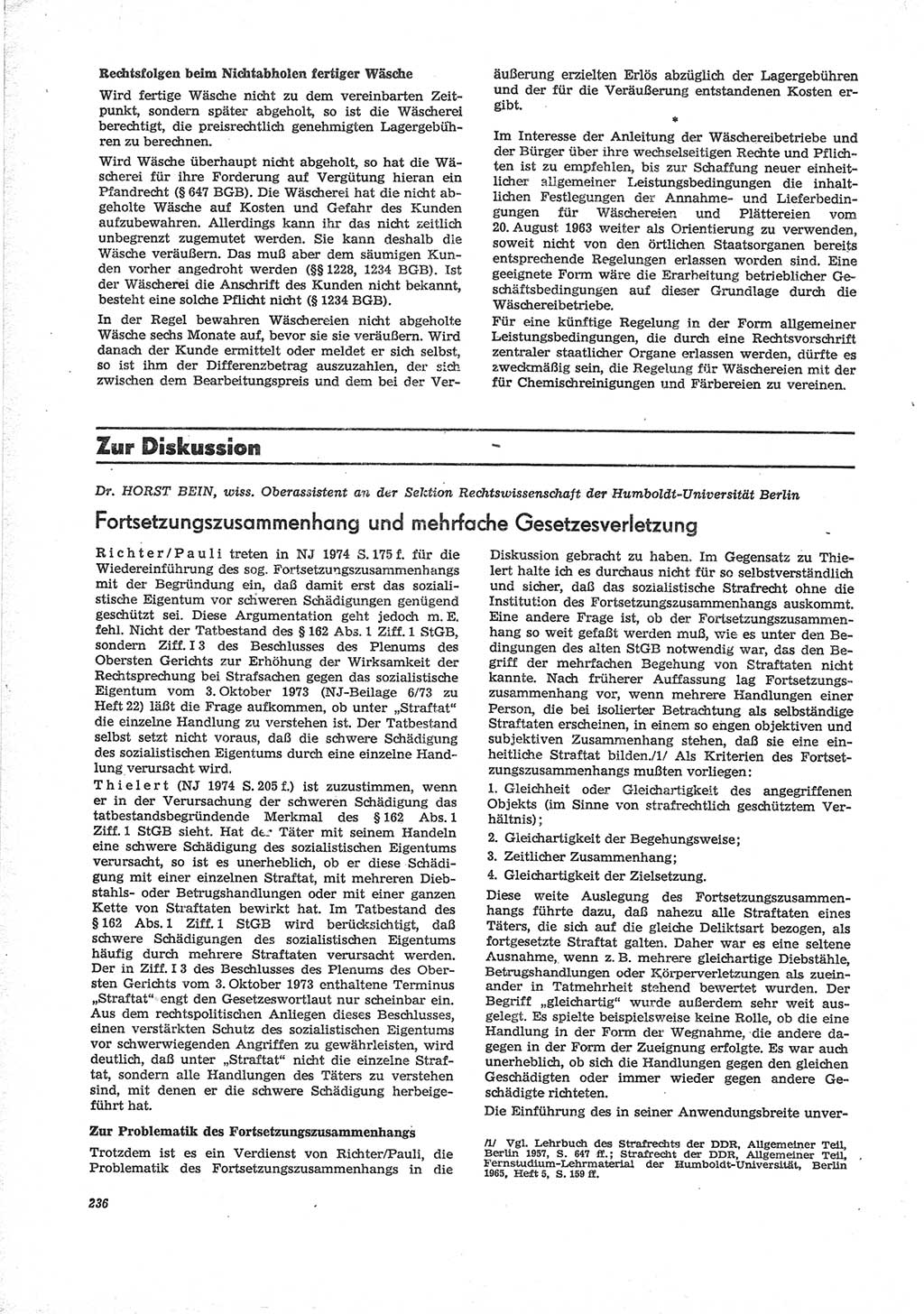 Neue Justiz (NJ), Zeitschrift für Recht und Rechtswissenschaft [Deutsche Demokratische Republik (DDR)], 28. Jahrgang 1974, Seite 236 (NJ DDR 1974, S. 236)