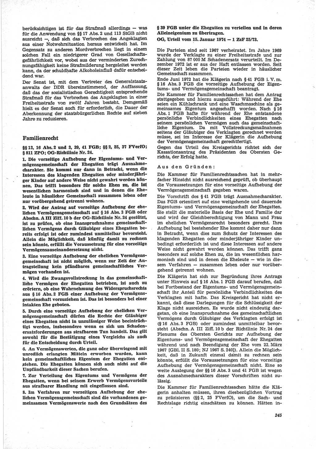 Neue Justiz (NJ), Zeitschrift für Recht und Rechtswissenschaft [Deutsche Demokratische Republik (DDR)], 28. Jahrgang 1974, Seite 245 (NJ DDR 1974, S. 245)