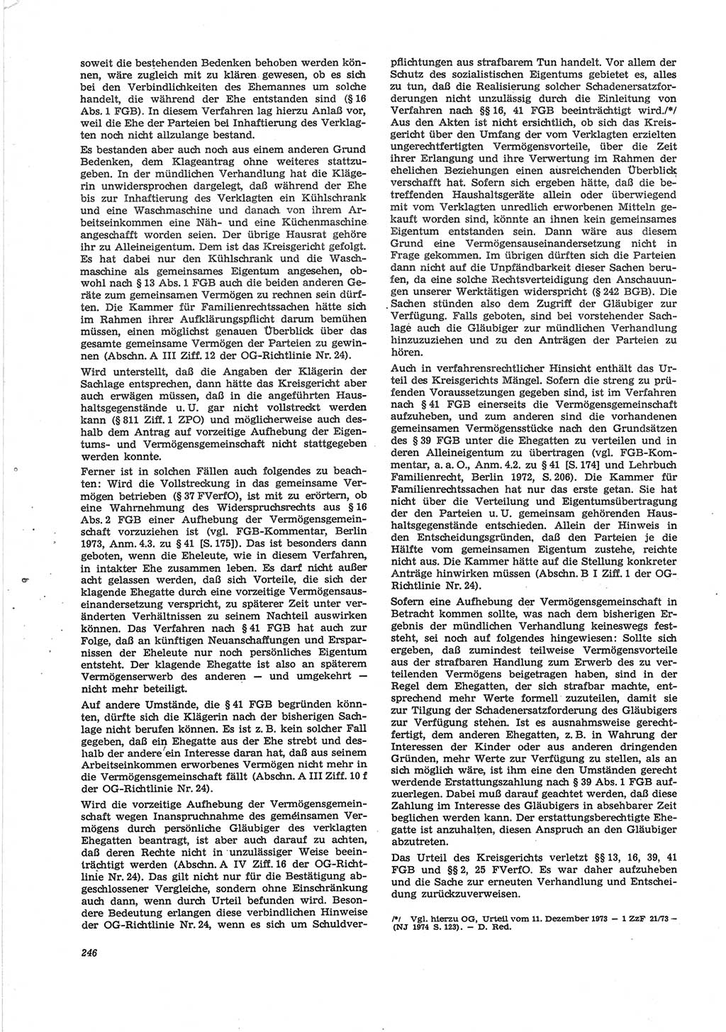 Neue Justiz (NJ), Zeitschrift für Recht und Rechtswissenschaft [Deutsche Demokratische Republik (DDR)], 28. Jahrgang 1974, Seite 246 (NJ DDR 1974, S. 246)
