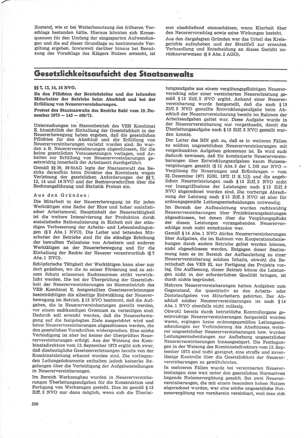 Neue Justiz (NJ), Zeitschrift für Recht und Rechtswissenschaft [Deutsche Demokratische Republik (DDR)], 28. Jahrgang 1974, Seite 250 (NJ DDR 1974, S. 250)