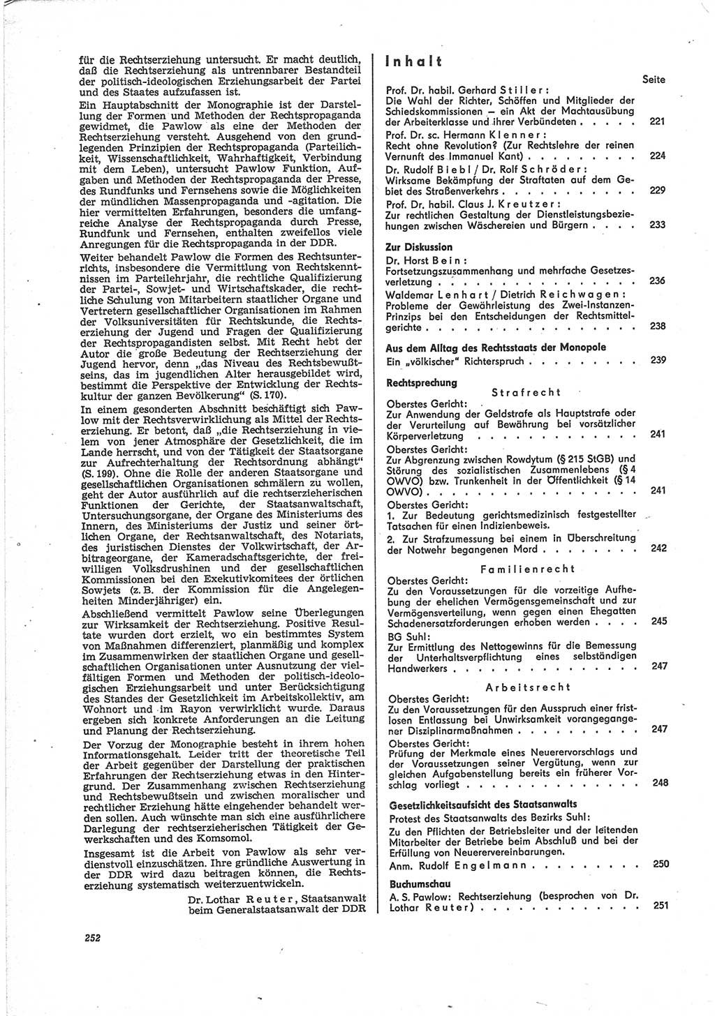 Neue Justiz (NJ), Zeitschrift für Recht und Rechtswissenschaft [Deutsche Demokratische Republik (DDR)], 28. Jahrgang 1974, Seite 252 (NJ DDR 1974, S. 252)
