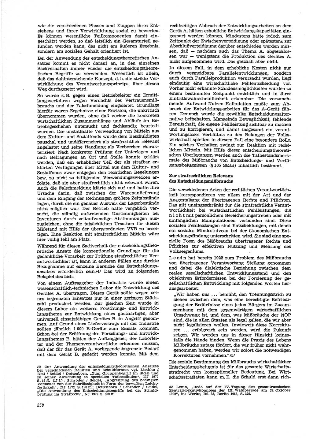 Neue Justiz (NJ), Zeitschrift für Recht und Rechtswissenschaft [Deutsche Demokratische Republik (DDR)], 28. Jahrgang 1974, Seite 258 (NJ DDR 1974, S. 258)