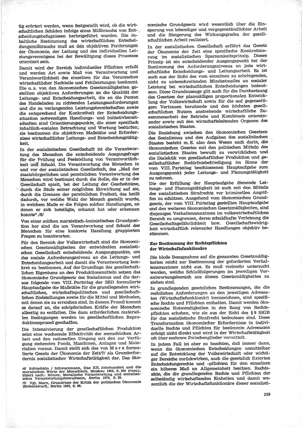 Neue Justiz (NJ), Zeitschrift für Recht und Rechtswissenschaft [Deutsche Demokratische Republik (DDR)], 28. Jahrgang 1974, Seite 259 (NJ DDR 1974, S. 259)