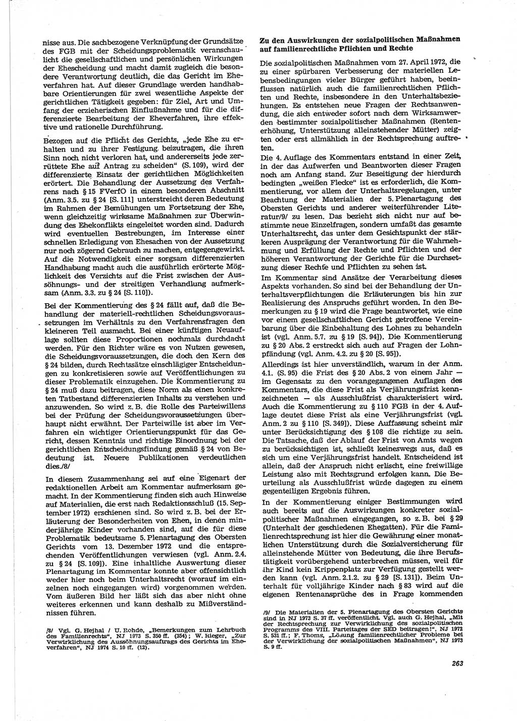 Neue Justiz (NJ), Zeitschrift für Recht und Rechtswissenschaft [Deutsche Demokratische Republik (DDR)], 28. Jahrgang 1974, Seite 263 (NJ DDR 1974, S. 263)