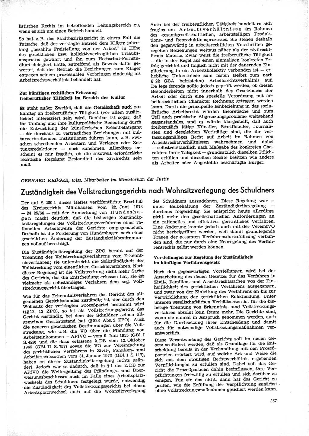 Neue Justiz (NJ), Zeitschrift für Recht und Rechtswissenschaft [Deutsche Demokratische Republik (DDR)], 28. Jahrgang 1974, Seite 267 (NJ DDR 1974, S. 267)
