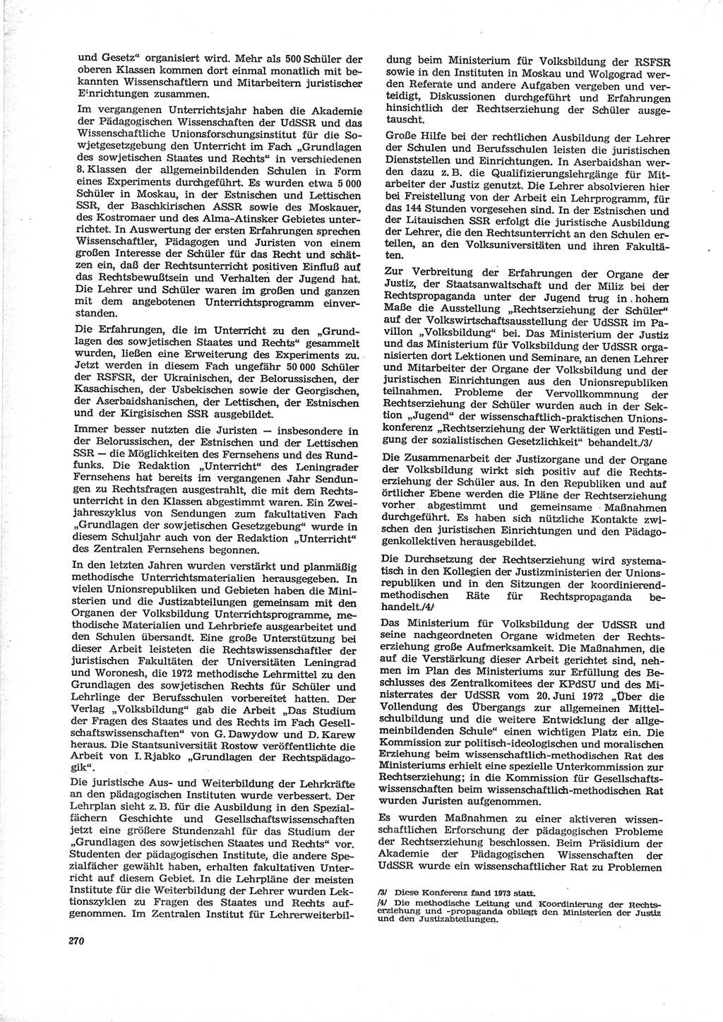 Neue Justiz (NJ), Zeitschrift für Recht und Rechtswissenschaft [Deutsche Demokratische Republik (DDR)], 28. Jahrgang 1974, Seite 270 (NJ DDR 1974, S. 270)