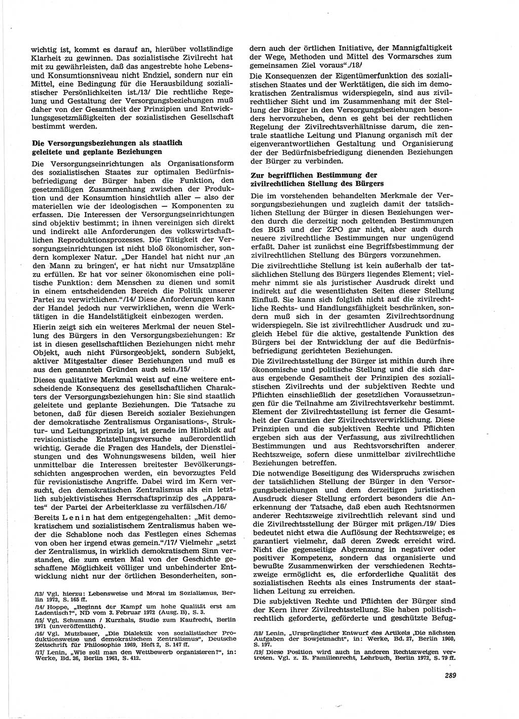 Neue Justiz (NJ), Zeitschrift für Recht und Rechtswissenschaft [Deutsche Demokratische Republik (DDR)], 28. Jahrgang 1974, Seite 289 (NJ DDR 1974, S. 289)