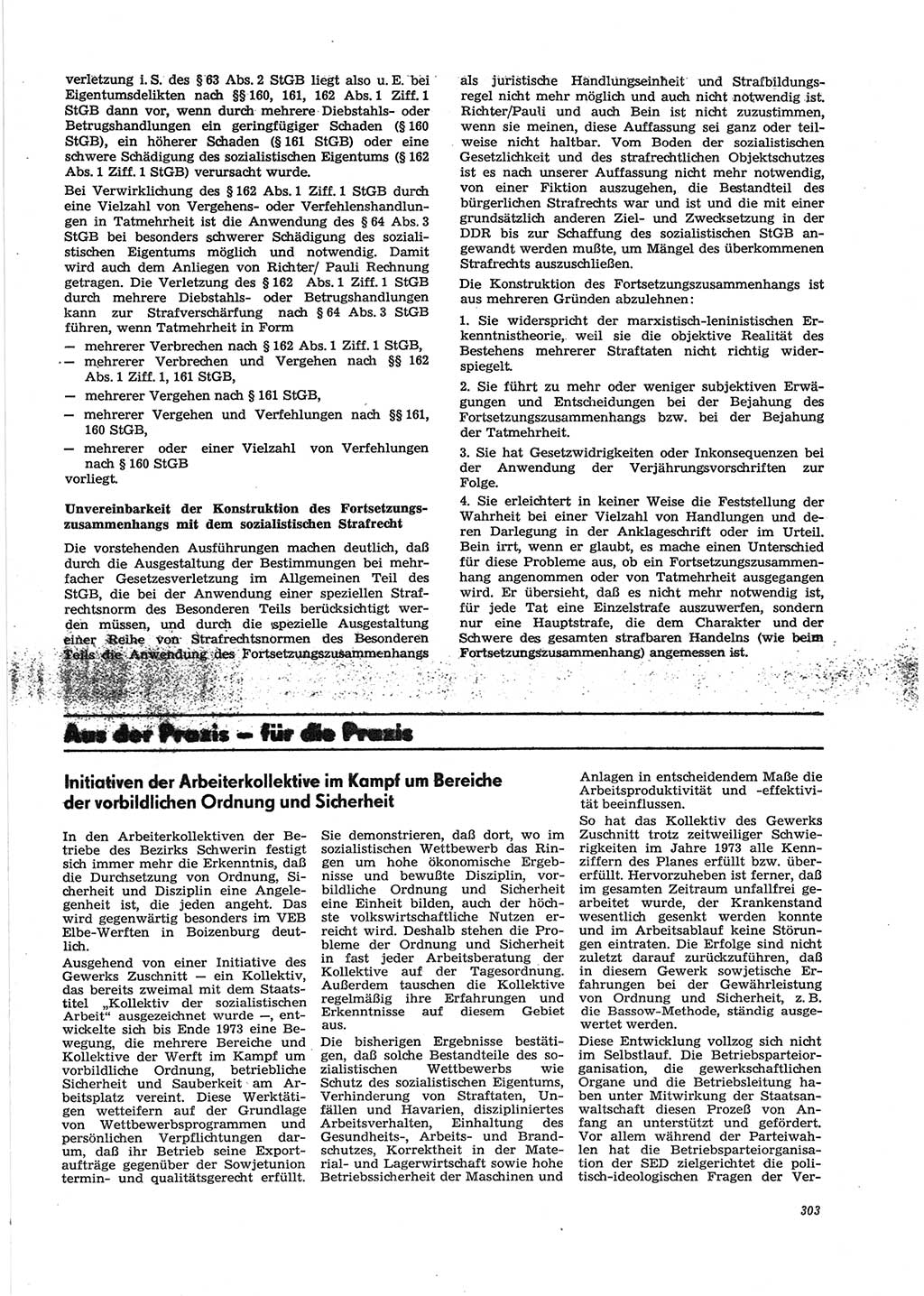 Neue Justiz (NJ), Zeitschrift für Recht und Rechtswissenschaft [Deutsche Demokratische Republik (DDR)], 28. Jahrgang 1974, Seite 303 (NJ DDR 1974, S. 303)