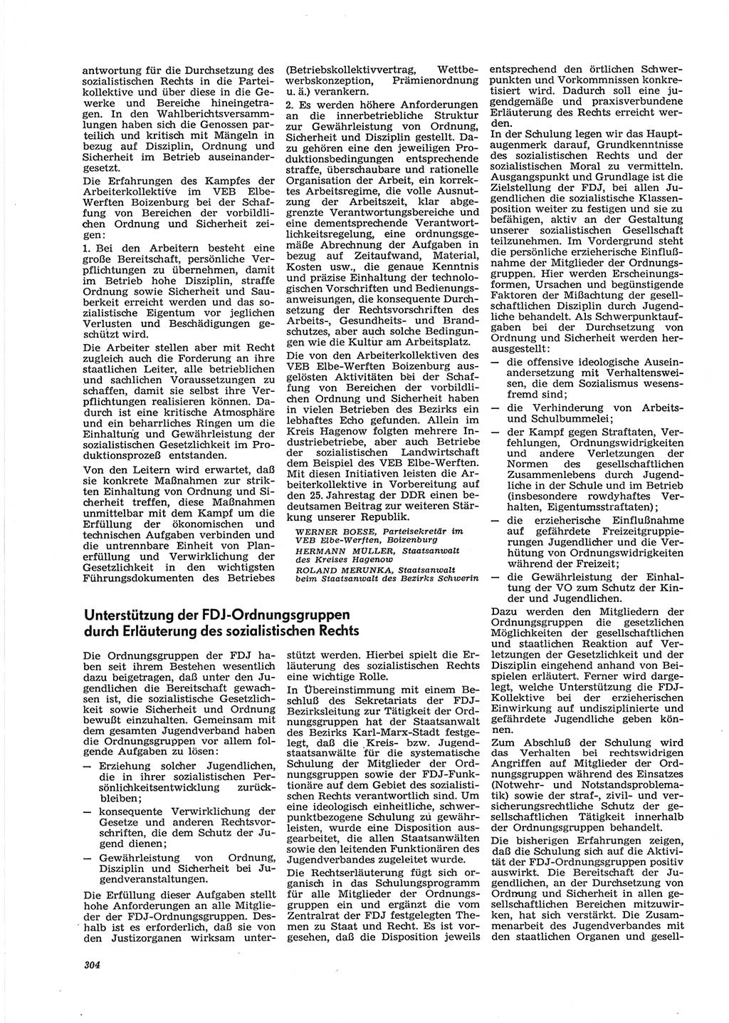 Neue Justiz (NJ), Zeitschrift für Recht und Rechtswissenschaft [Deutsche Demokratische Republik (DDR)], 28. Jahrgang 1974, Seite 304 (NJ DDR 1974, S. 304)