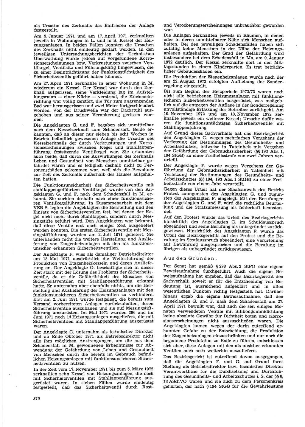 Neue Justiz (NJ), Zeitschrift für Recht und Rechtswissenschaft [Deutsche Demokratische Republik (DDR)], 28. Jahrgang 1974, Seite 310 (NJ DDR 1974, S. 310)