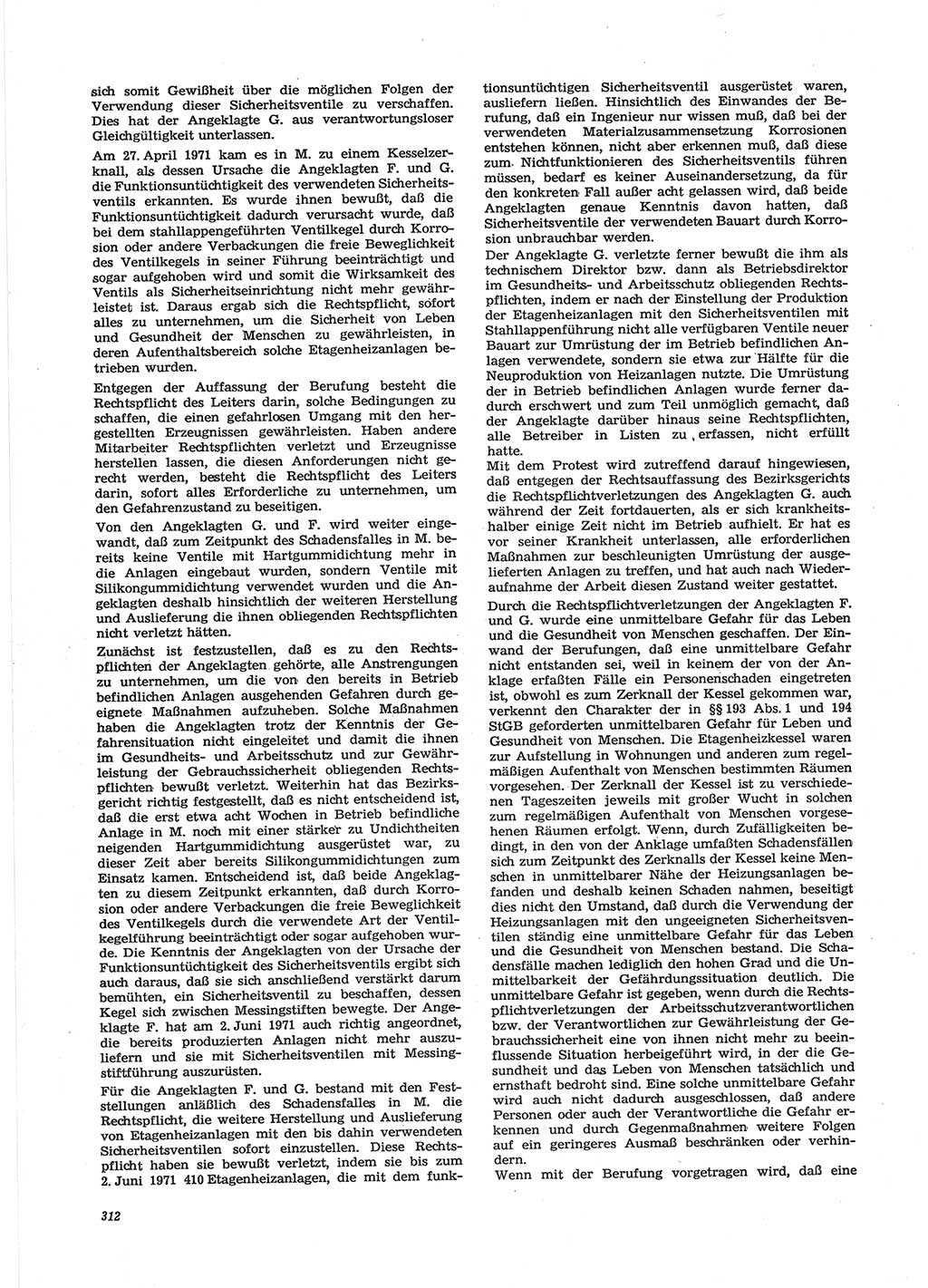 Neue Justiz (NJ), Zeitschrift für Recht und Rechtswissenschaft [Deutsche Demokratische Republik (DDR)], 28. Jahrgang 1974, Seite 312 (NJ DDR 1974, S. 312)