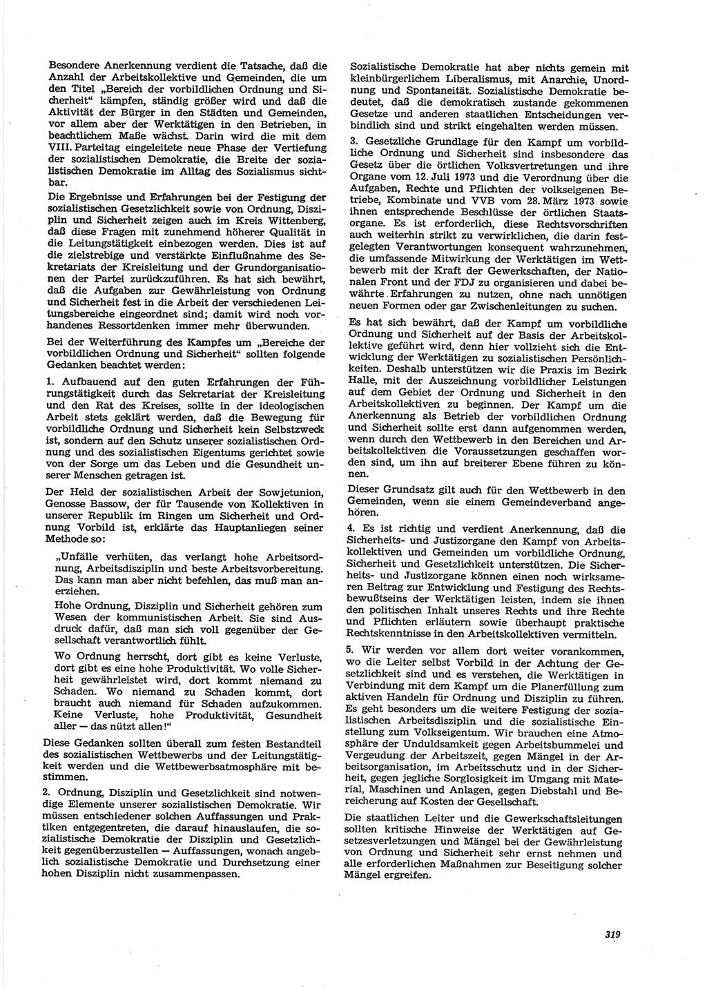Neue Justiz (NJ), Zeitschrift für Recht und Rechtswissenschaft [Deutsche Demokratische Republik (DDR)], 28. Jahrgang 1974, Seite 319 (NJ DDR 1974, S. 319)