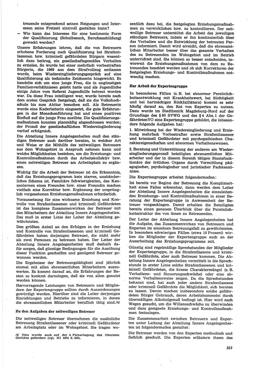 Neue Justiz (NJ), Zeitschrift für Recht und Rechtswissenschaft [Deutsche Demokratische Republik (DDR)], 28. Jahrgang 1974, Seite 323 (NJ DDR 1974, S. 323)