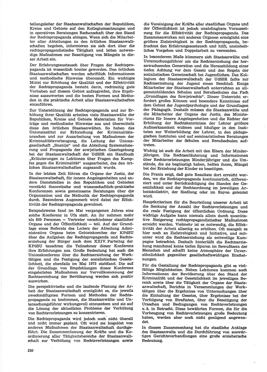 Neue Justiz (NJ), Zeitschrift für Recht und Rechtswissenschaft [Deutsche Demokratische Republik (DDR)], 28. Jahrgang 1974, Seite 330 (NJ DDR 1974, S. 330)