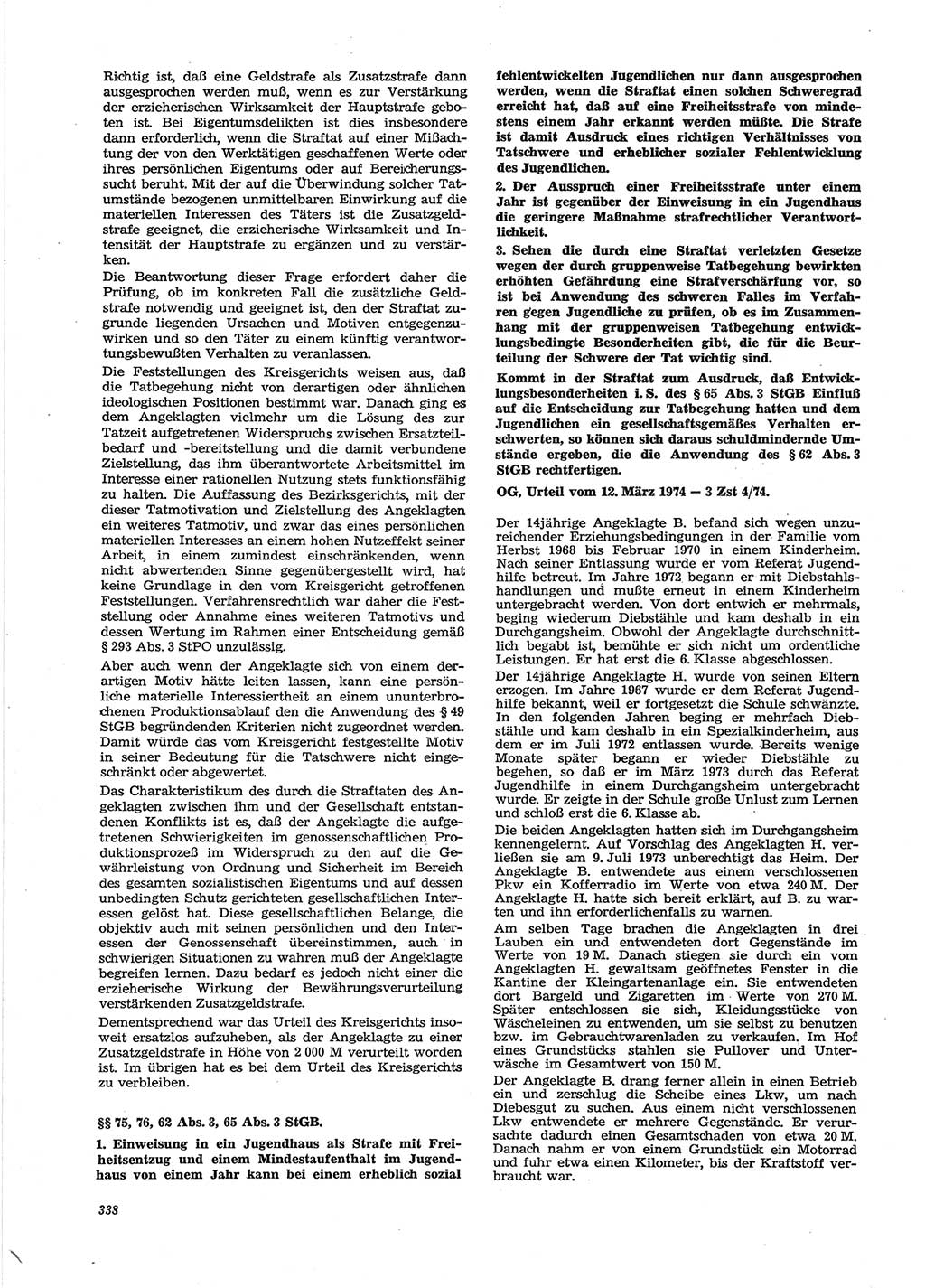 Neue Justiz (NJ), Zeitschrift für Recht und Rechtswissenschaft [Deutsche Demokratische Republik (DDR)], 28. Jahrgang 1974, Seite 338 (NJ DDR 1974, S. 338)