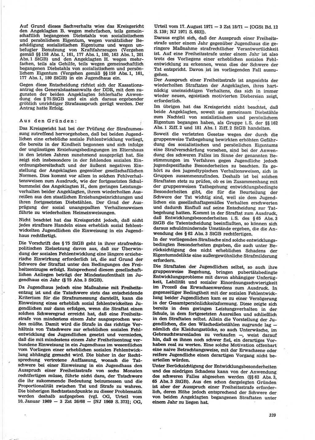 Neue Justiz (NJ), Zeitschrift für Recht und Rechtswissenschaft [Deutsche Demokratische Republik (DDR)], 28. Jahrgang 1974, Seite 339 (NJ DDR 1974, S. 339)