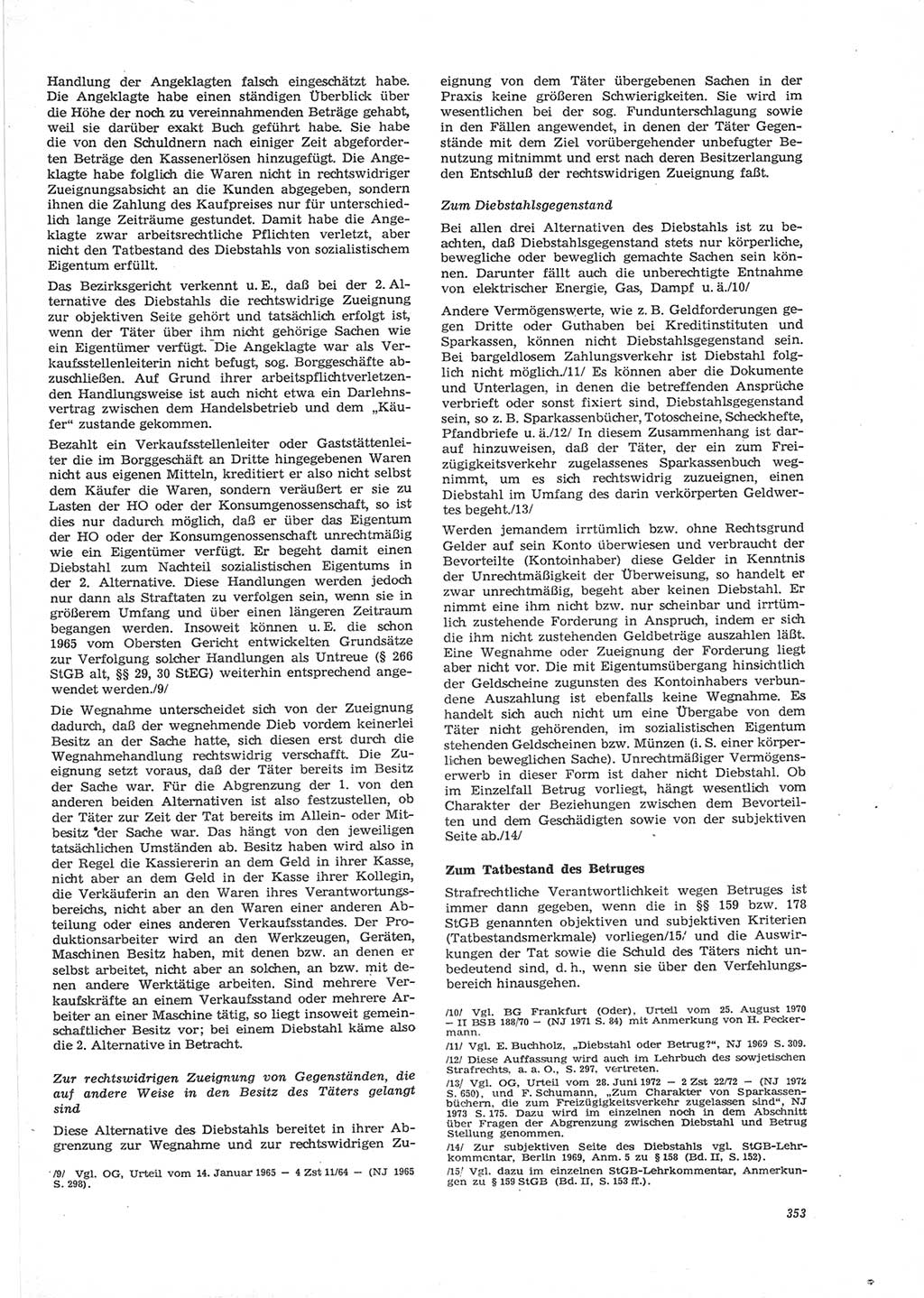 Neue Justiz (NJ), Zeitschrift für Recht und Rechtswissenschaft [Deutsche Demokratische Republik (DDR)], 28. Jahrgang 1974, Seite 353 (NJ DDR 1974, S. 353)