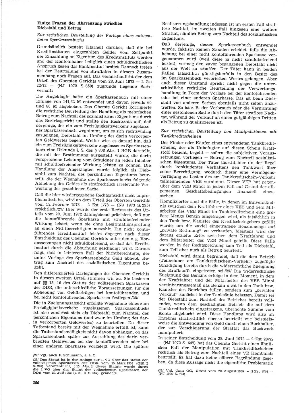 Neue Justiz (NJ), Zeitschrift für Recht und Rechtswissenschaft [Deutsche Demokratische Republik (DDR)], 28. Jahrgang 1974, Seite 356 (NJ DDR 1974, S. 356)