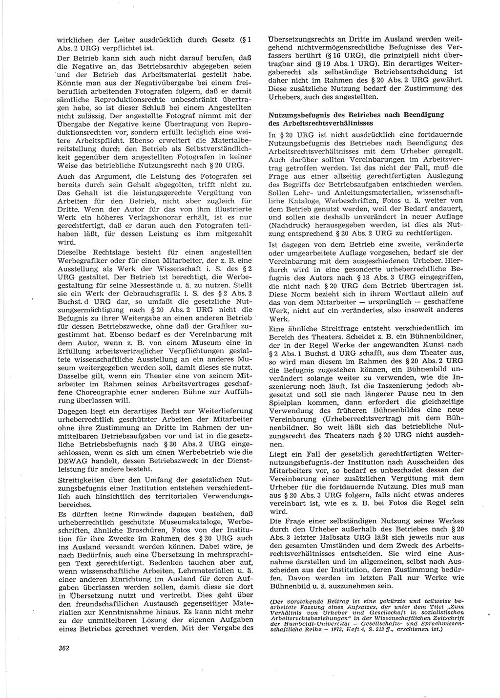 Neue Justiz (NJ), Zeitschrift für Recht und Rechtswissenschaft [Deutsche Demokratische Republik (DDR)], 28. Jahrgang 1974, Seite 362 (NJ DDR 1974, S. 362)